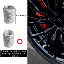 Ziciner 5 PCS Car Tire Valve Stem Caps, Aluminum Tire Air Cap Set, Dust Proof & Corrosion Resistant Stem Covers, Universal for Cars, SUVs, Bikes Bicycles, Trucks, Motorcycles (Silver & White)