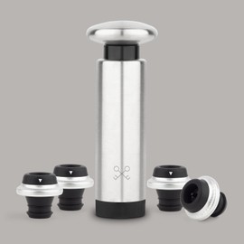 WOM440 Manual Vacuum Pump for Small Fields Wine Storage Manual Pump Wine Storage Up to 7 Days Stainless Steel Body Accessories 4 Wine Stoppers