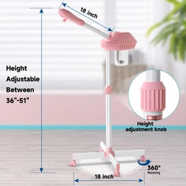 Face Steamer on Wheel Professional Ozone Face Steamer for Deep Facial Cleansing Pink