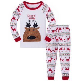 TEDD Children's Christmas Pyjamas Boys Pyjamas Long Sleeve Cotton Girls Two Piece Pyjamas Set Winter Sleepwear Size 1-12 Years, 02 white, 9-10 Jahre