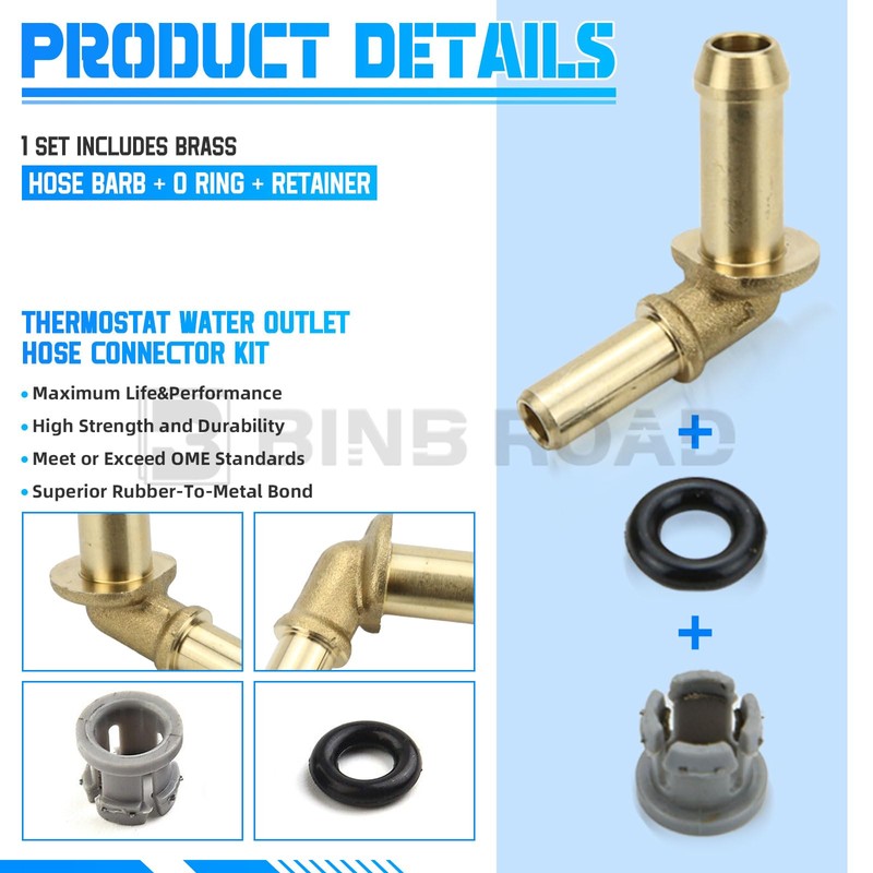 BINB ROAD LR049990 Thermostat Water Outlet Hose Connector Kit Compatible