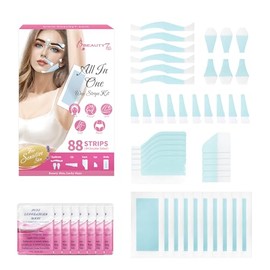 Beauty7 Tiras de cera para cejas, 88 tiras de cera corporal todo en uno, tira de depilación de labios, piernas de bikini, brazos, tira de cera facial,
