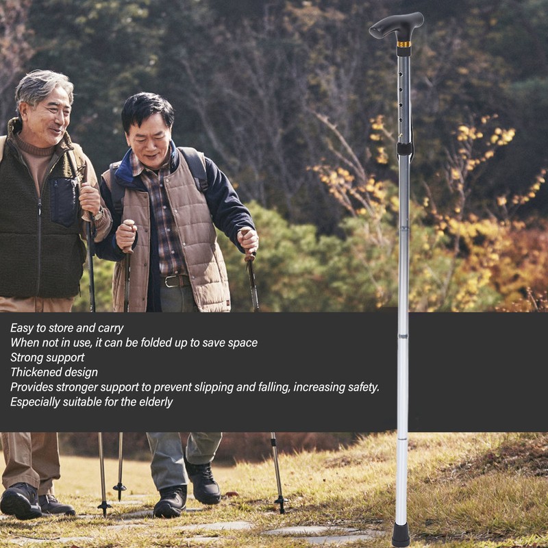 Telescopic Walking Stick Thicken Lightweight Aluminium Alloy Foldable Adjustable Hiking