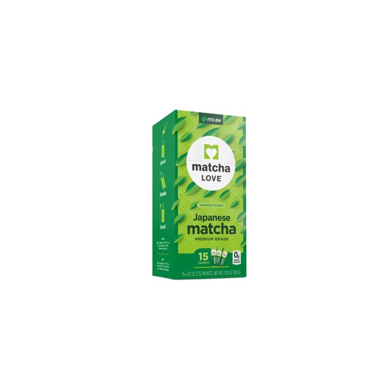 Matcha Love Japanese Matcha Unsweetened Green Tea Powder, 15 Single