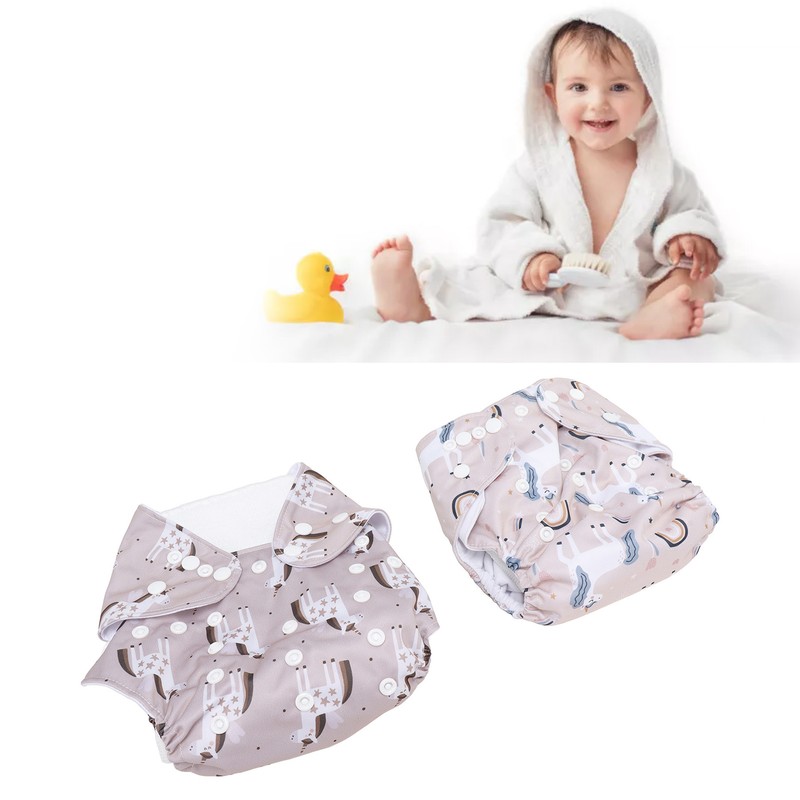 2pcs Baby Cloth Diapers Reusable Washable One Size Adjustable Stretchy