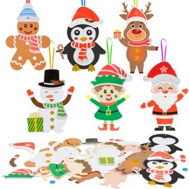 LAMEK 12 Christmas Craft Sets Children Creative Christmas Crafts for Crafts with Design Santa Gingerbread Man Reindeer Elf Snowman Penguin for Christmas Tree Winter New Year