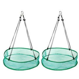 Lyreh 2stk Vogelfutter Fangschale, 50cm Durchmesser Langlebige Große Hängend Vogelfutterspender mit 8 Hängeseilen und 4 Aufbewahrungsbeuteln für Draußen Anlocken von Vögeln(Grün)