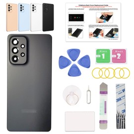 GREEN FUSION Compatible with Galaxy A53 5G Back Cover Replacement, A53 5G SM-A536 Back Housing Door with Pre-installed Frame Sticker, Repair Tools & Instruction, Black