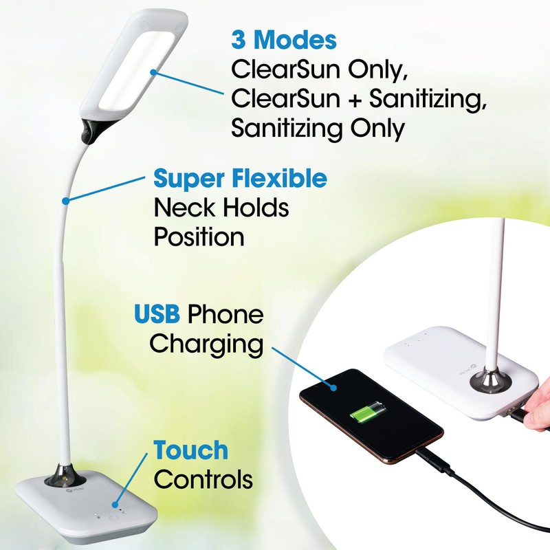 Ottlite Enhance LED Sanitizing Desk Lamp with USB Charging –