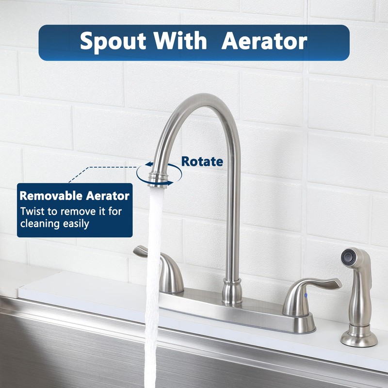HOTIS Kitchen Faucet with Side Sprayer, 2 Handle 3 or