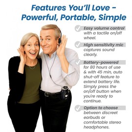 SuperEar Premium - Small Replacement Lightweight Headphones Sound Amplifiers,Small, Portable and Comfortable Wired Headphones, Ideal for Pocket Talker Device and Sound Amplifier