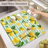 Lemon Dish Drying Mat for Kitchen Counter,Striped Background Yellow Lemon