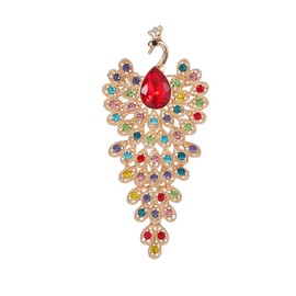 AYUOKER Women's Animal Brooch Red Crystal Peacock Women's Pins Vintage Fashion Peacock Shape Brooch Birthday Thanksgiving Valentine's Day Wedding Bridesmaid Jewelry Gift