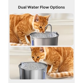 Invengo MeowFlow B40 3.2L Cat Water Fountain with Dual Flow Styles, Ultra Quiet <30dB, 304 Stainless Steel Pet Fountain for Drinking, Easy Clean -Proof Design, Includes 4 Replacement Filters
