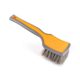 Detail Factory - ProGrip Tire Brush - Ergonomic ProGrip Handle, Stiff Synthetic Bristles, Ergonomic Design, Efficient Tire Brushes for Cleaning Tires, Solar Flare