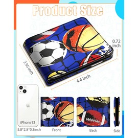 Bistup Boys Wallet Cute Leather Bifold Wallet Cartoon for Teen Boys Cool Sport Basket Ball Credit Card Cash Id Holder Rfid Blocking Bi Fold Small Wallets With Coin Pocket Slim Teens Little Boy Youth