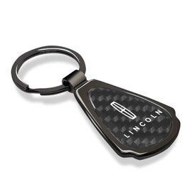 iPick Image for - Lincoln Logo Real Black Carbon Fiber Gunmetal Gray Metal Teardrop Key Chain