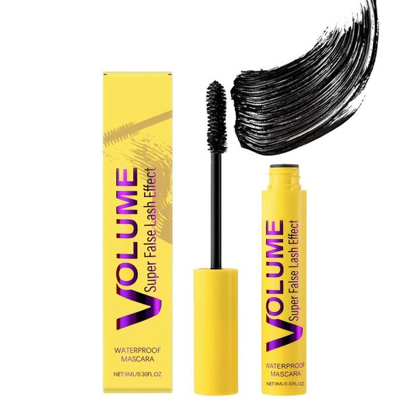 Volume Super False Lash Effect Waterproof Mascara - 9ml, Smudge-Free,
