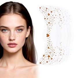 Pack of 6 Glitter Face Freckles Tattoo, Glitter Face, Festival Glitter Face Gold Freckles, Freckles, Sweatproof, Waterproof, Glitter Stones for Party Stickers (MIX-F)
