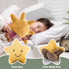 QITIXI:OU Smile Sun Plush Decorative Cushion - 33 cm 3D Plush Sun Shaped Decorative Cushion Soft Sun Cushion Cute Sun Cushion for Children Plush Toy Cushion in Sun Shape