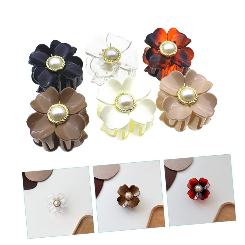 Mikinona 6Pcs Flower Hair Claw Clips for Women Claw Hair
