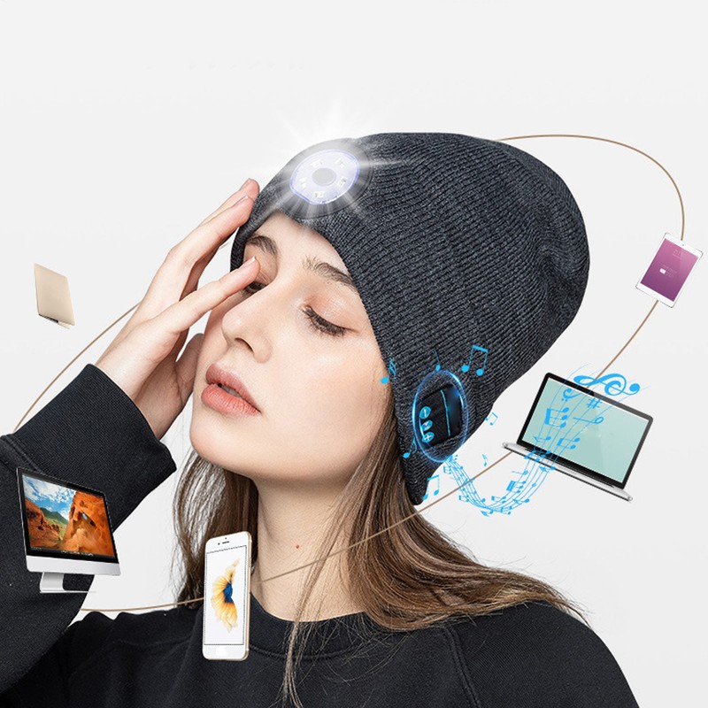 Wireless Bluetooth Beanie Hat Music Headphones Earphone Smart Soft Warm