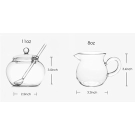 Mozacona Glass Sugar and Creamer Set, Tea or Coffee Serving Set, Cream Pitcher with Sugar Bowl