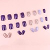 Short Press on Nails Square Purple Fake Nails with Designs