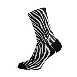Sox Footwear Zebra Crew Socks, Black and White, 38 - 42