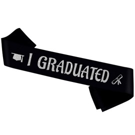 I Graduated Sash,Black Sash with Silver Foil 2024 Graduation,Senior 2024 Sash Class of 2024 Party Decorations,Cheerleader Sash