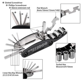 Oumers Multi-Function Bike Bicycle Cycling Mechanic Repair Kit/Bike Tool Equipment with 3pc Tire Lever 5pc Tyre Patches/Tire Rasp/Work Bag