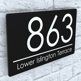 K Smart Sign | Exalted | EXA4-C-H1-27W-MB | Composite Aluminium Matt Black Floating House Sign Plaque Number | 280mm x 160mm