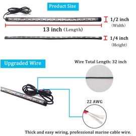 Boaton Marine Boat Led Navigation Lights, Night Fishing Lights, No Drilling Install Deck Lights Courtesy Lights Interior Lights For Pontoon Boat Bass Boat Jon Boat Jet Ski Kayak, Green