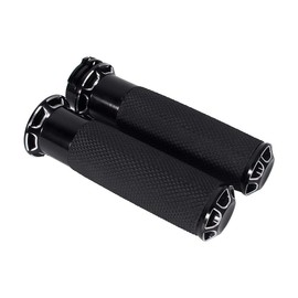 Keenso Pack of 2 Motorcycle Grips, 1 Pair 25 mm Motorcycle CNC Billet Aluminium Handlebar Grips Non-Slip Handlebar Grips for Cruiser Bobber Chopper Custom