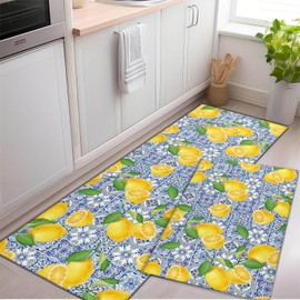 Generic Lemon Kitchen Rug, Non Slip Washable, Farmhouse Kitchen Floor Mat, Waterproof Kitchen Floor Mat for Home Kitchen Decor or Office, 17 ""x30 and 17 ""x47