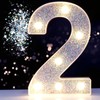 Pooqla Marquee Numbers Lights, Light up Silver Numbers, Glitter Numbers