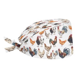 JoyLamoria Rooster Headband for Women High Elastic Sweatband Dirtyproof Satin Sleep Hat Beanie