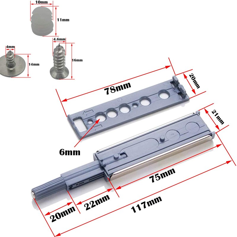 CTRICALVER 6pcs Push Close Drawer Opener Wardrobe Closure Closer Door