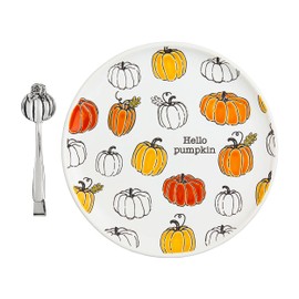 Mud Pie Pumpkin Resist Cookie Plates, 10 1/2" dia, ORANGE
