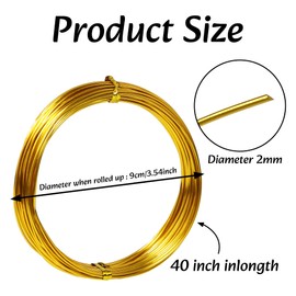 Aluminum Craft Wire, 33 Feet Bendable for Jewelry Making, Sculpting, Floral, Wreath, Crafting, Wire Wrapping, Beading Wire, Christmas Ornaments (Gold, 18 Gauge)
