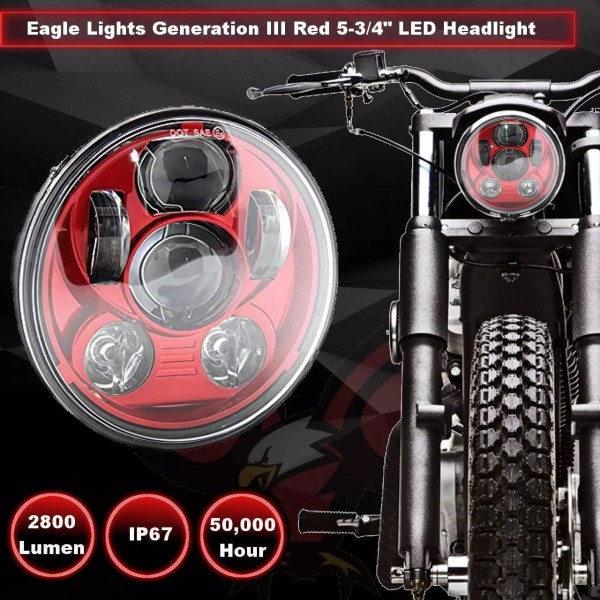 Eagle Lights 5 3/4" Red LED Projection Headlight Gen III