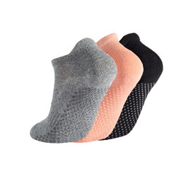 Breslatte Grip Socks Pilates Hospital Socks with Grips for Women Gripper Non Slip Womens No Slip 3pairs blackpinkgrey