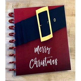 Handmade Merry Christmas Santa Buckle Holiday Front/Back Cover Set 4 use w HAPPY Planner
