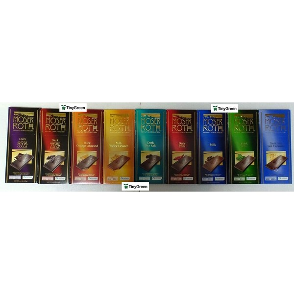 Moser Roth Privat Chocolates 9 Flavors Full Combo Bundle 4.4oz 125g (Pack of Nine)