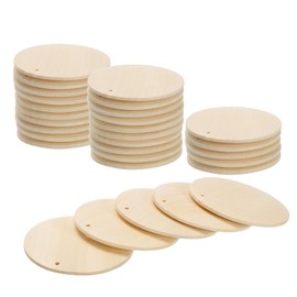uxcell Round Wooden Discs, 5Pcs 60mm - Log Unfinished Wood Circles with Holes, Wood Ornaments for Crafts, DIY Jewelry Accessories, Birthday Board Tags