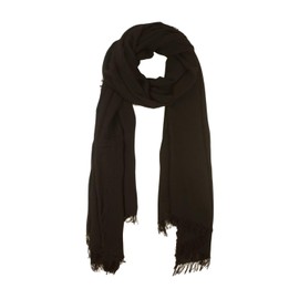 Women's Scarf with Fringe Hem, Soft Natural Fibre Quality Made from 100% Bamboo, Lightweight Summer Scarf - Made in Italy, black