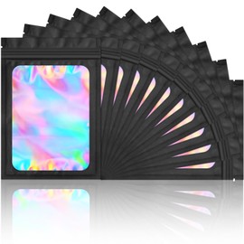 100 Pieces Smell Proof Mylar Bags- Resealable Holographic Packaging Pouch Bag with Clear Window for Food Storage Eyelash Jewelry Electronics Storage (Black, 2.8 x 4 Inch)