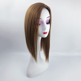 Left Part Silk Straight Clip in Hairpiece Natural Mixture Snythetic Topper for Women Hair Lossing (27# Dark Blonde)