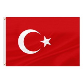 ASUNO Turkey Flag 90 × 150 CM Polyester Turkish National Banner with 2 Brass Grommets Double Side Vivid Color Fade Resistant for Outside Garden Lawn Patio