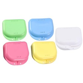5 Piezas Caja Porta Paladares con Ventilación Cierre Seguro y Tapa Abatible para Guardado de Dentaduras y Estuche Duradero y Resistente Colores Surtidos